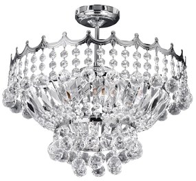 Lampadario Classico Versailles Acciaio Cromo Vetro 5 Luci E14