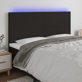 Testiera A Led Nero 200x5x118/128cm İn Tessuto /