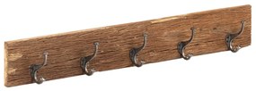 Appendiabiti Parete 5 Ganci 100x2,5x15cm Massello Di Recupero /