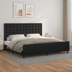 Giroletto Con Testiera Nero 200x200 Cm İn Similpelle /