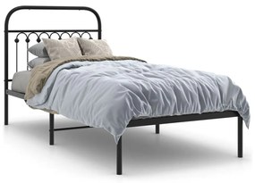 Giroletto Con Testiera İn Metallo Nero 90x200 Cm /