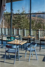 Sedia da pranzo blu in rovere massiccio con braccioli Flip – Gazzda