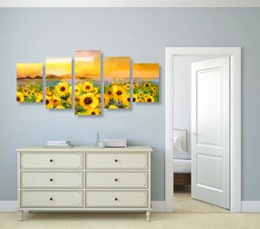 Quadri 5 pezzi – Campo di girasoli
