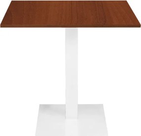 Tavolo bar ristorante 80x80 cm base bianca piano laminato Noce H 75