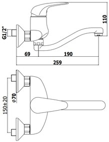 Paffoni duemila du159 miscelatore lavello a muro monocomando con canna 20 cm orientabile cromo