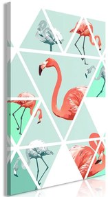 Quadro  Geometric Flamingos (1 Part) Vertical  Colore Bianco, Dimensioni e Misure 60x90