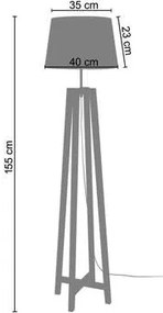 Tosel  Lampade da terra Lampada da terra trapezio legno nero  Tosel