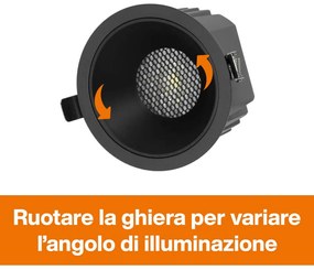 Faro da Incasso 18W, Foro Ø95mm, CCT, 15°-55° con driver Philips Colore Bianco Variabile CCT