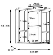 Pensile da bagno con specchio VENOM, bianco/rovere artisan