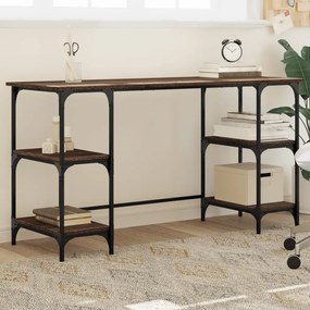 Scrivania Rovere Marrone 140x50x75 Cm Metallo Legno Multistrato /