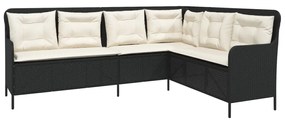 Set divani da giardino 2 pz con cuscini in polyrattan nero