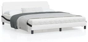 Giroletto Con Testiera Bianco E Nero 180x200 Cm İn Similpelle /