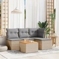 Set Divano da Giardino 5 pz con Cuscini Beige Misto Polyrattan 3255926