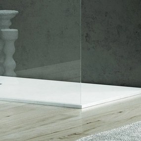Kamalu - parete doccia walk in 140 cm con profilo bianco opaco kw-100w