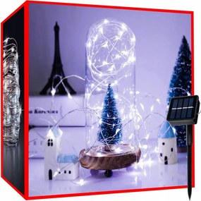 Luci di Natale solari 12 M 100 LED bianco freddo