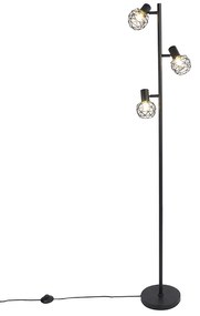 Lampada da terra di design nera 3 luci orientabile - Mesh
