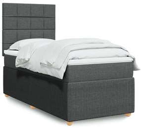 Giroletto A Molle Con Materasso Grigio Scuro 90x190 Cm Tessuto /