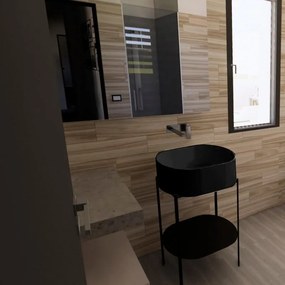 Mobile da bagno a terra sotto lavabo L 51.6 x H 70.5 x P 28.5 cm nero opaco, Consolle