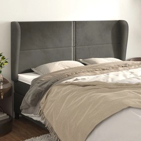 Testiera Ad Orecchio Grigioscuro 203x23x118/128cm İn Velluto /