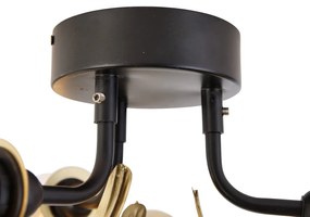 Plafoniera orientale in ottone con nero 3 luci - Louka