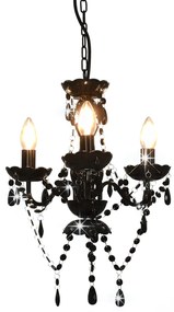 Lampadario Con Perline Nero Tondo 3 E14 /