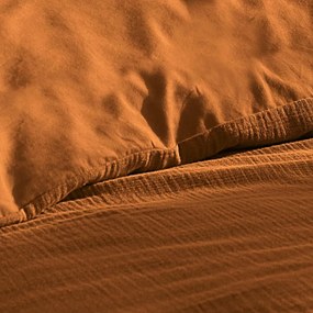 Set copripiumino e federa arancione/marrone in mussola per letto matrimoniale ed esteso 240x220 cm Angelia – douceur d'intérieur