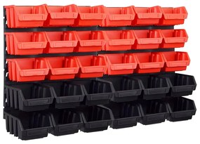 Kit Contenitori 32 Pz Con Pannelli A Parete Rosso E Nero /