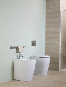 Coppia sanitari scarico a pavimento e a parete Casual T design lucido WC: P 54 x L 37 x H 50 cm, bidet: P 54 x L 37 x H 50 cm