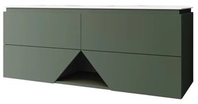 Mobile sottolavabo e lavabo Vintage per doppia vasca verde opaco L 140 x H 55 x P 45.3 cm