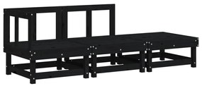 Set salotto da giardino 3 pz nero in legno massello di pino