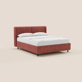 VALKIRIA letto di design con vano contenitore e testiera avvolgente - 2 cuscini imbottiti e tessuto Oeko-Tex®