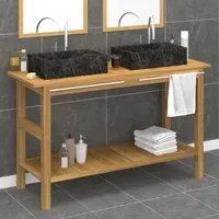 Mobile Vanit Bagno e Lavandini Marmo Nero Legno Massello Teakcod mxl 101460