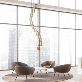 Lampadario Contemporaneo Ciclon Acciaio Bronzo Vetro Led 5,33W 3000K