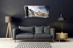 Quadro acrilico Paesaggio di montagna della cascata 100x50 cm