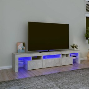 Mobile porta tv con luci led grigio cemento 200x36,5x40 cm