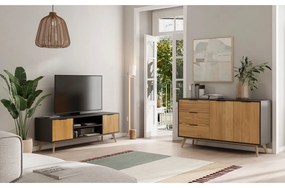 Tavolo TV in pino nero/naturale 140x53 cm Lavis - Marckeric