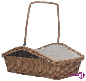 vidaXL Cesta Legna da Ardere con Manico 61,5x46,5x58cm Marrone Salice