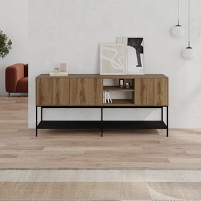 Cassettiera effetto rovere in nero-naturale 180x80x40 cm Amira - Marckeric