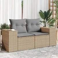 Divano da Giardino con Cuscini a 2 Posti Beige in Polyrattan 366108