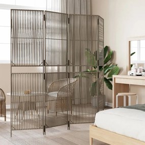 Divisorio per ambienti a 4 pannelli grigio in polyrattan
