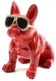 Bulldog con occhiali soprammobile rosso 12,5x21x21,5 cm