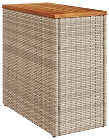 Tavolo da giardino piano in legno beige 58x27,5x55cm polyrattan