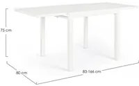 Tavolo Allungabile da Giardino Bianco Moderno Design Pranzo Pelagius Bizzotto Formato: 83-166 cm