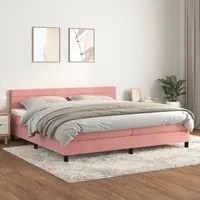 Giroletto a Molle con Materasso Rosa 200x200 cm in Velluto 3141388