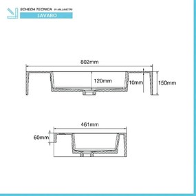 Mobile bagno 80 cm blu pastello lavabo sospeso e specchio LED Iside