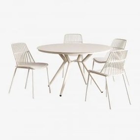 Set tavolo rotondo in alluminio (Ø100 cm) Valerie e 4 sedie - Sklum