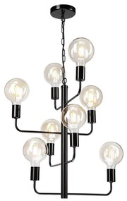 Lampadario a catena ORLANDO 8xE27/60W/230V nero