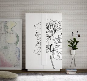 Credenza 2 ante linea Sax in finitura Bianco Lucido con serigrafia