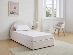 Letto con contenitore 90 x 190 cm Tessuto bouclette Panna - LIRIMO