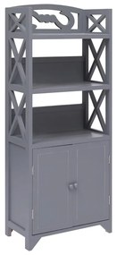 Armadietto da bagno grigio 46x24x116 cm legno di paulownia